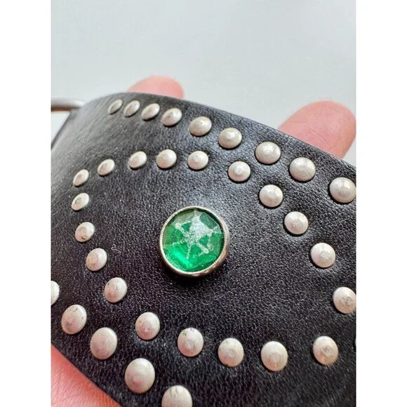 GAP Black Leather Jewel Embossed Studded Card Suit Hip Belt, Size 32/M - Picture 10 of 16